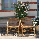 Pair of adult rattan basket armchair