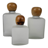 Set of 3 vintage frosted glass bottles