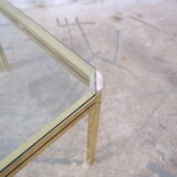 Table basse italienne chromée et verre, années 1970