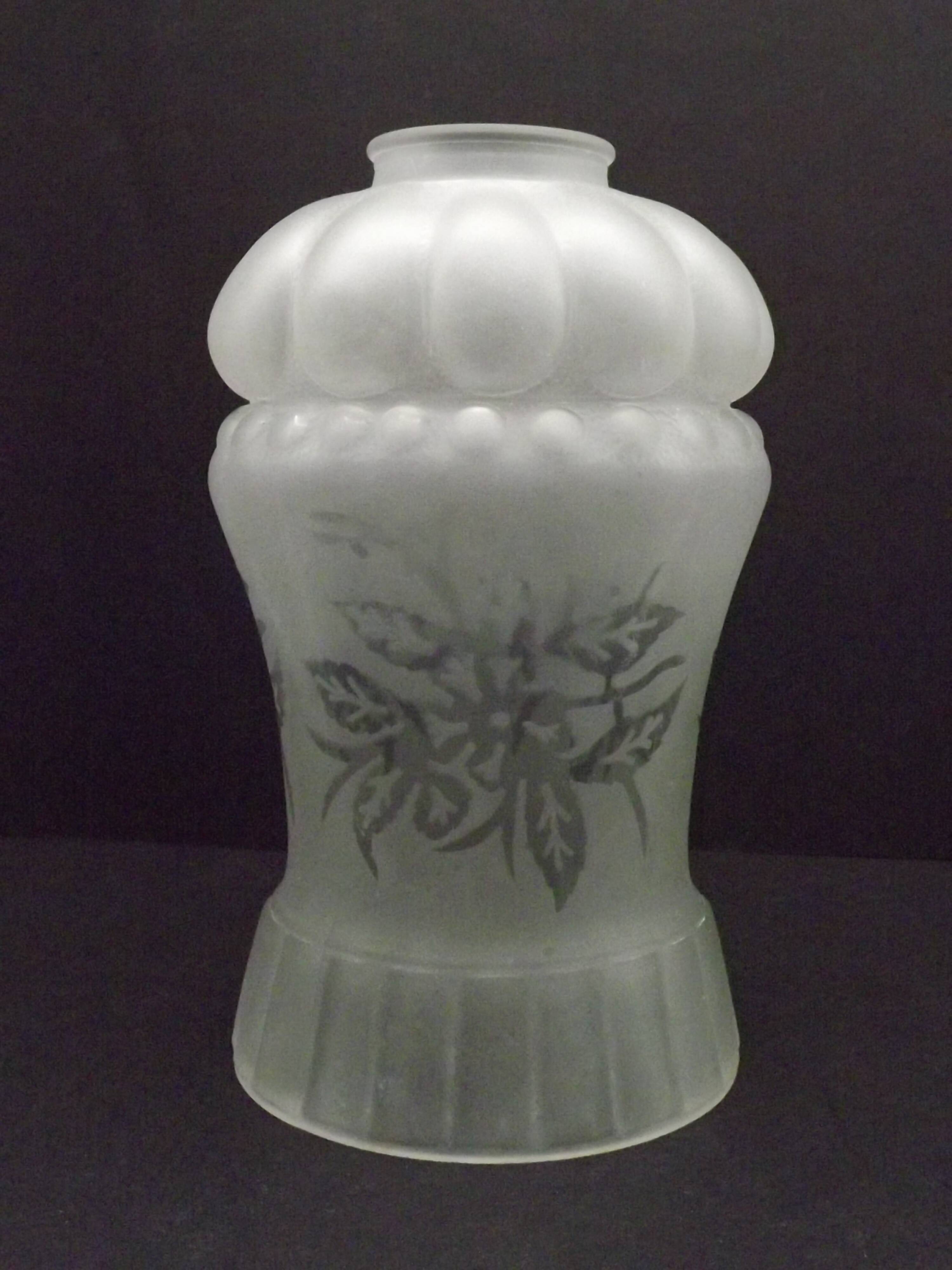 French vintage Victorian style white opaque patterned glass shade 0142