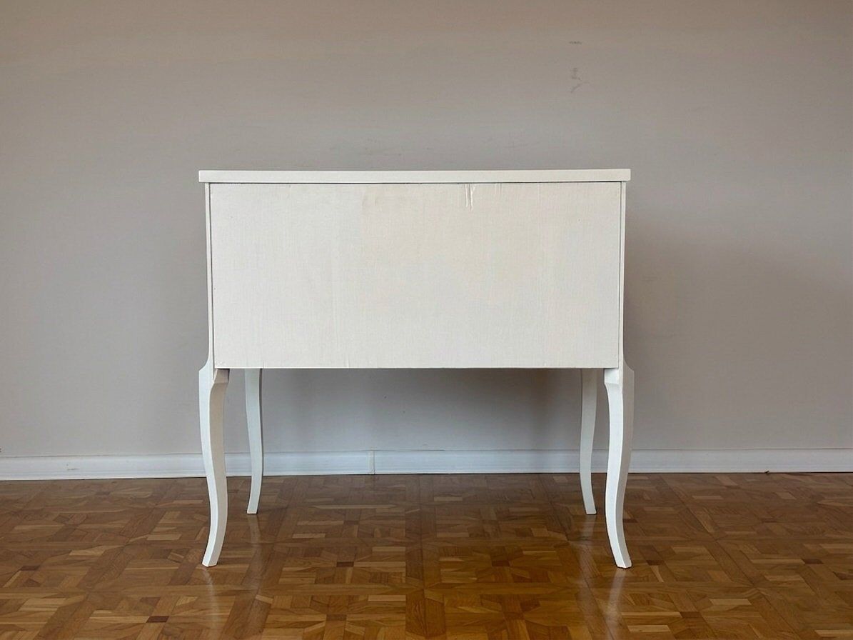 Gustavian commode with wallpaper from Christian Lacroix, 1950s