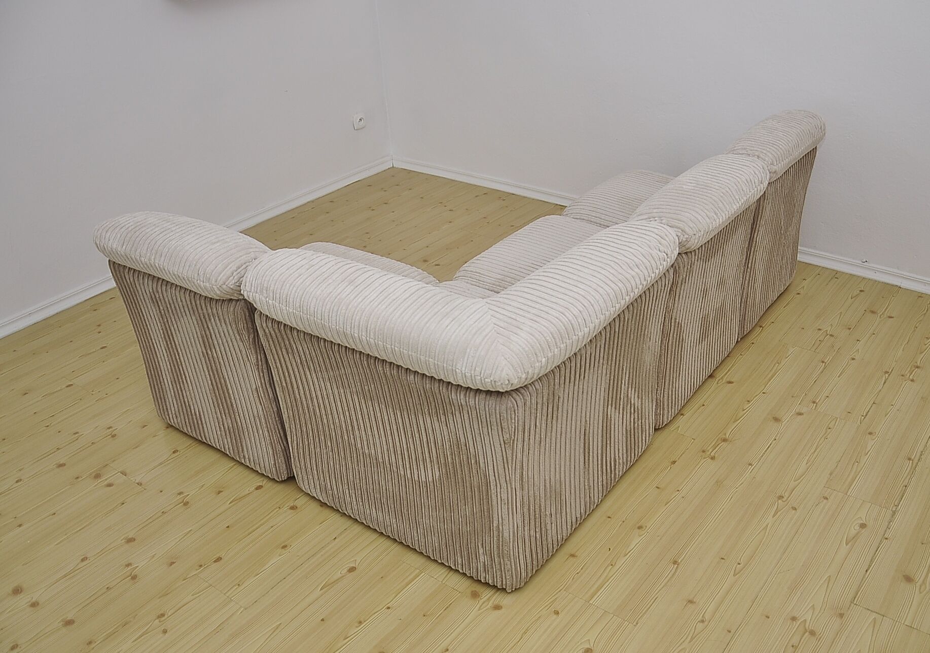 Mid-century 2-color corduroy modular sofa, 1970