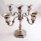 Pair candle chandelier metal silver 5 lights