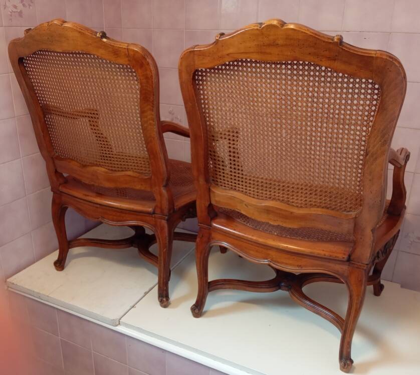 pair of Louis XV style Cannet armchairs