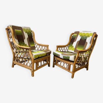 pair of rattan armchairs from the 70s