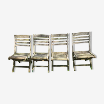 4 teak folding chairs