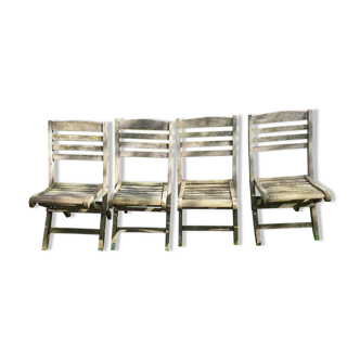 4 teak folding chairs