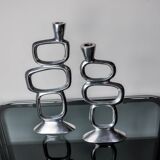 Pair of circle candlesticks by Matthew Hilton, England, 1980