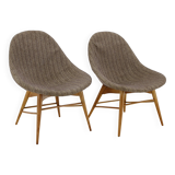 1970s Pair of Shell Beech Chairs, Czechoslovakia