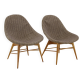 1970s Pair of Shell Beech Chairs, Czechoslovakia