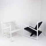 Indoor/Outdoor pair of Black/White Armchairs