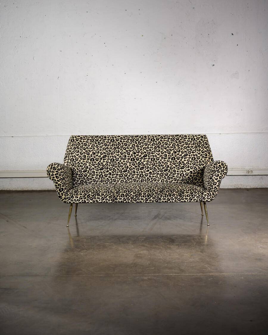 Italian leopard print fabric sofa
