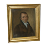 Pastel portrait man with frock coat restoration 1830 gilded frame xixth