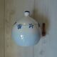 Ceramic salt pot and wooden spatula