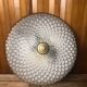 Old molded glass ceiling light + brown & gold metal contour vintage