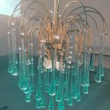 Blue drop tassel chandelier