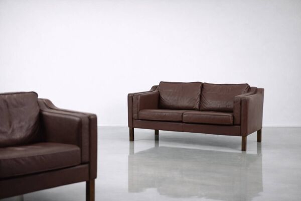 Vintage Mid-Century Scandinavian Modern Brown Leather Sofa, 1970s