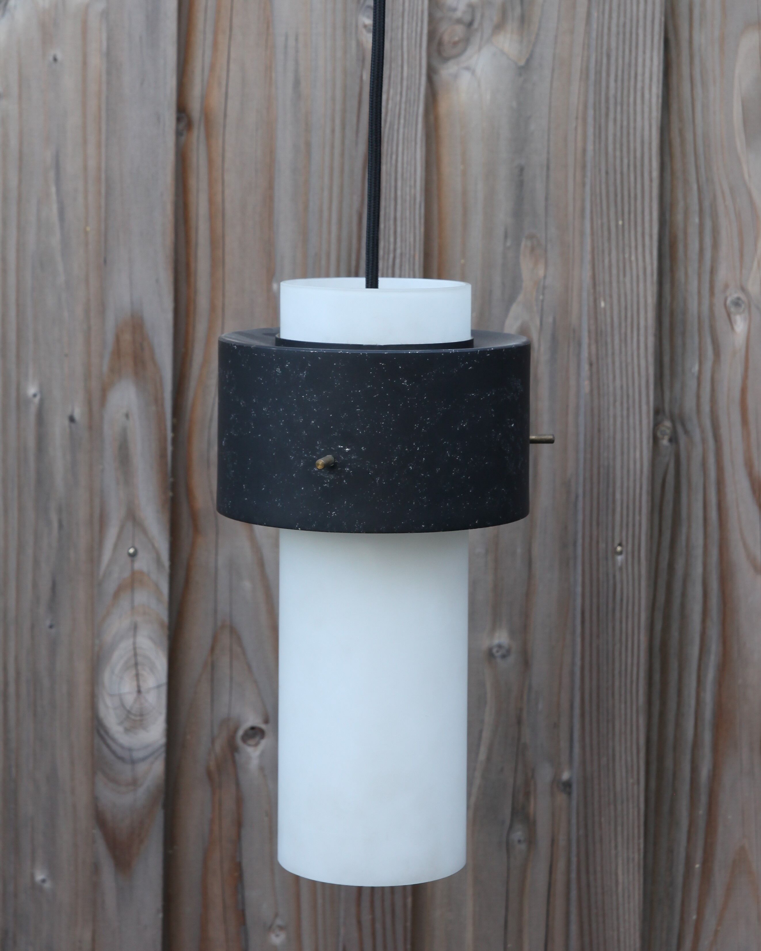 Frosted glass and metal pendant lamp by Louis Kalff for Philips