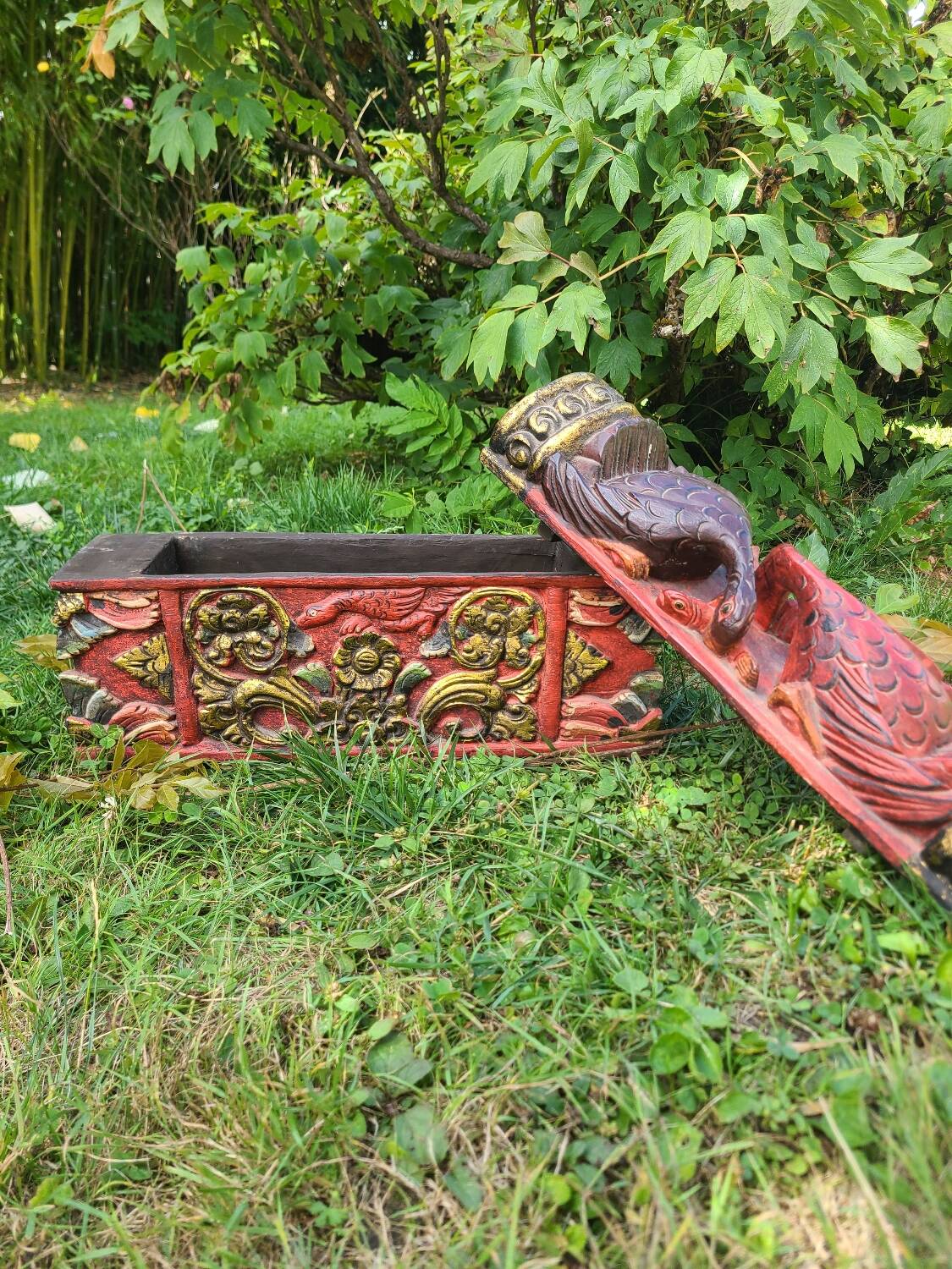 Balinese carved wooden box