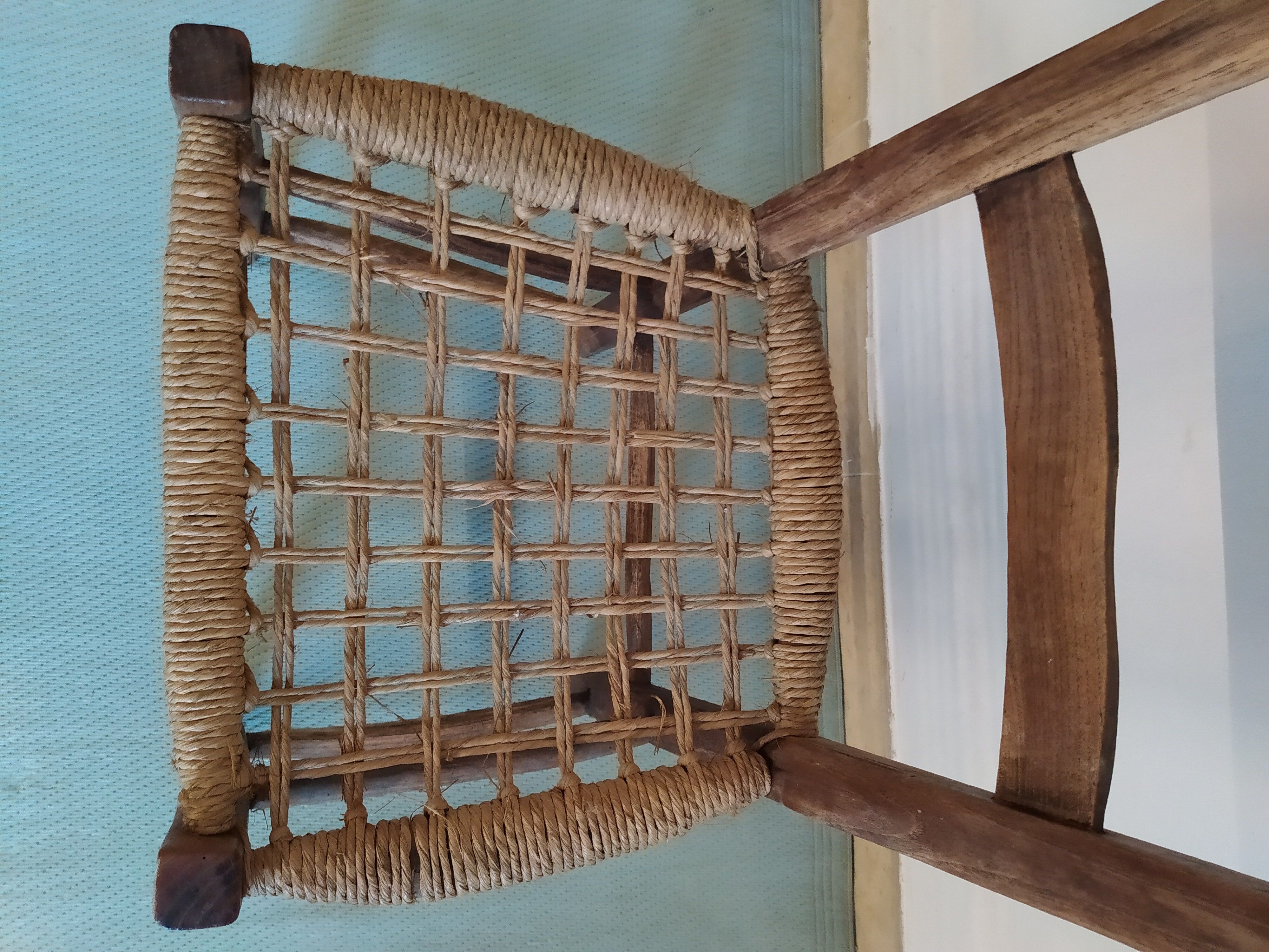 rustic wooden chair boheme craft braided rope