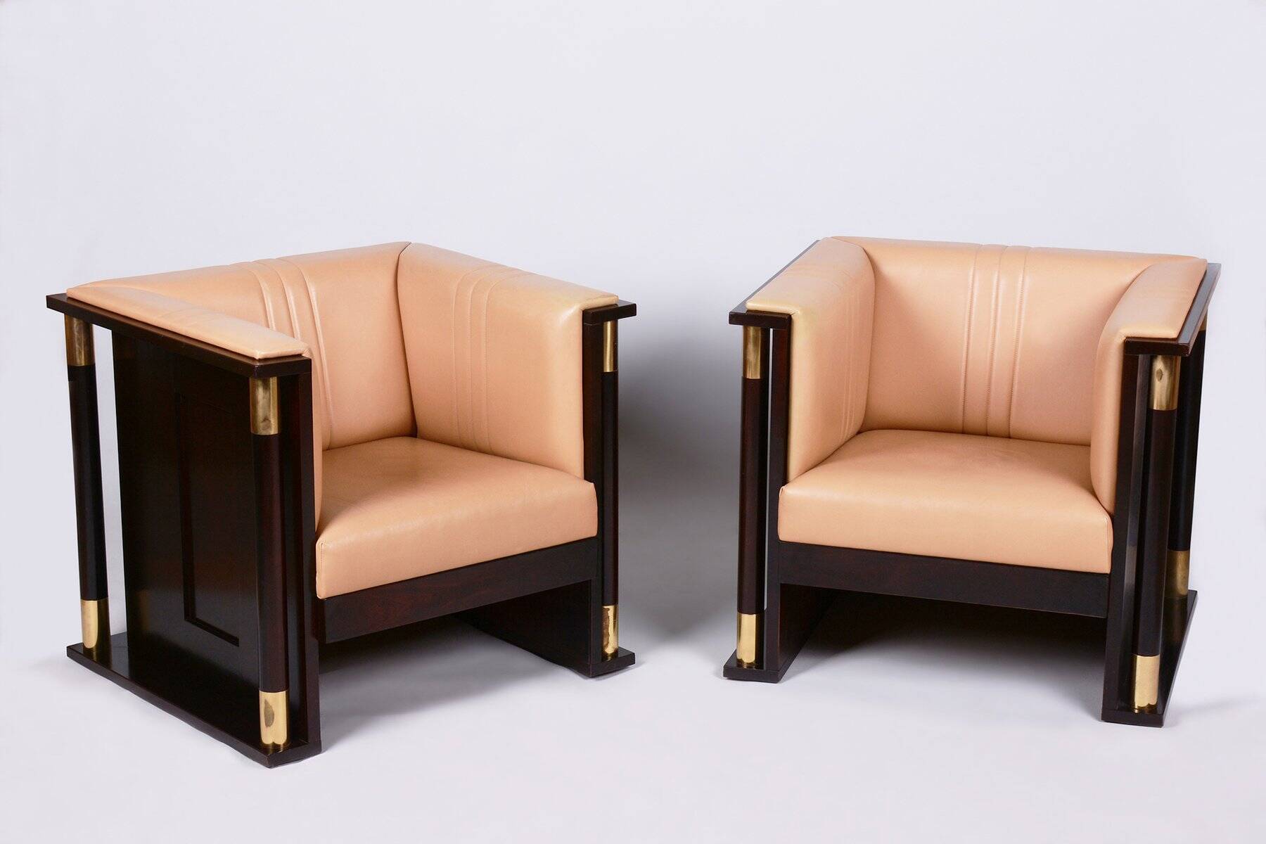 Art Nouveau Mahogany Armchairs from J. Hoffmann, Austria, 1910s, Set of 2