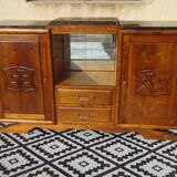 Solid walnut sideboard with small display cabinet