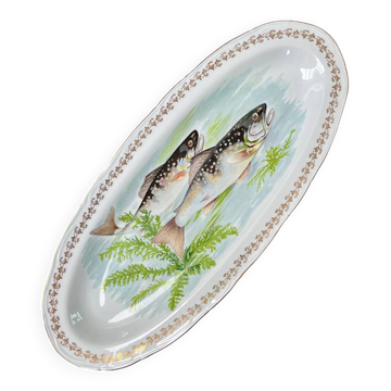 Vintage Digoin porcelain fish serving platter – trout design