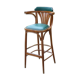 Bar stool in green leather and curved wood