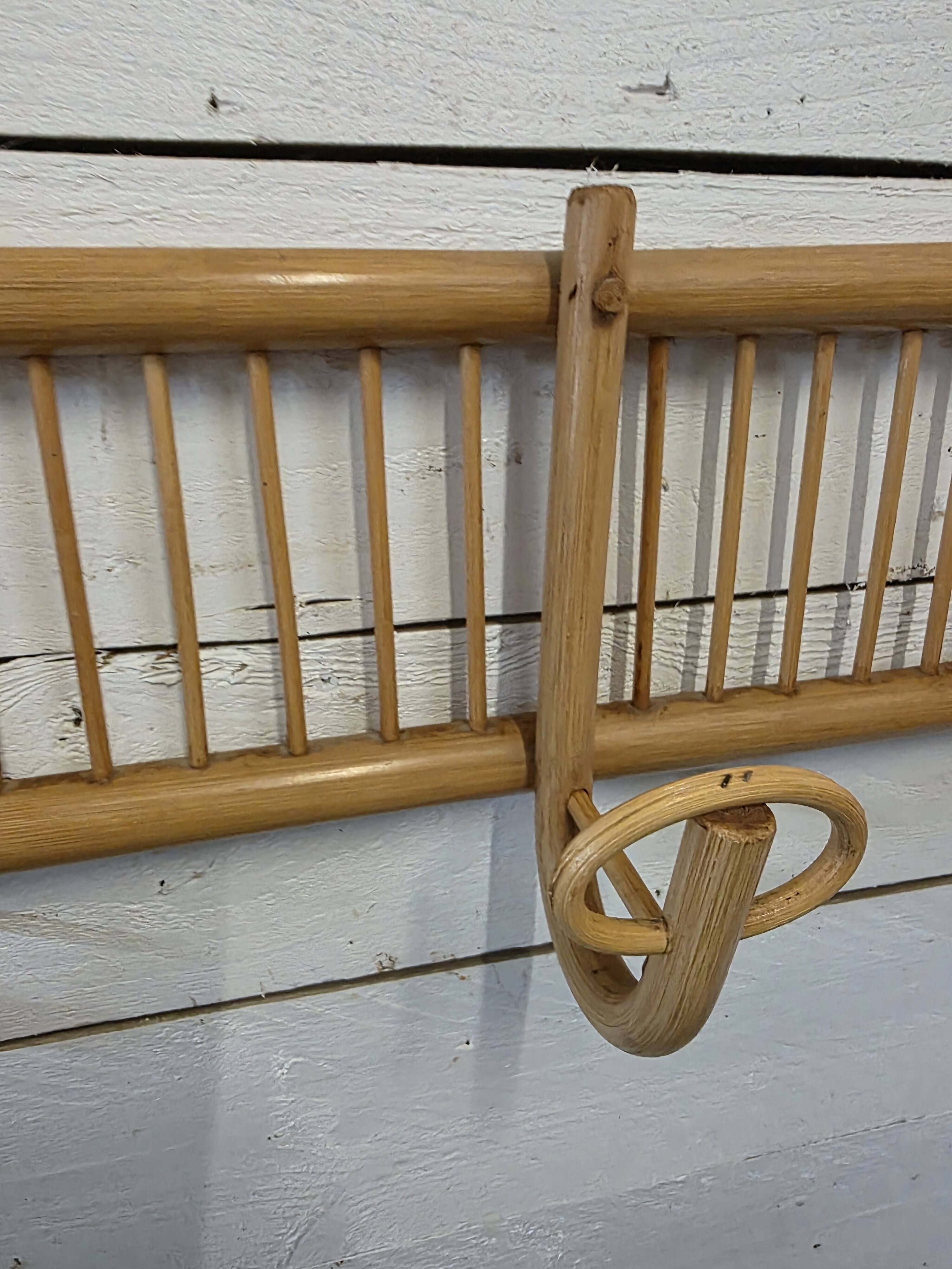 Vintage rattan coat rack