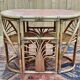 Bamboo and rattan living room set, 1 table and 2 chairs - 70s