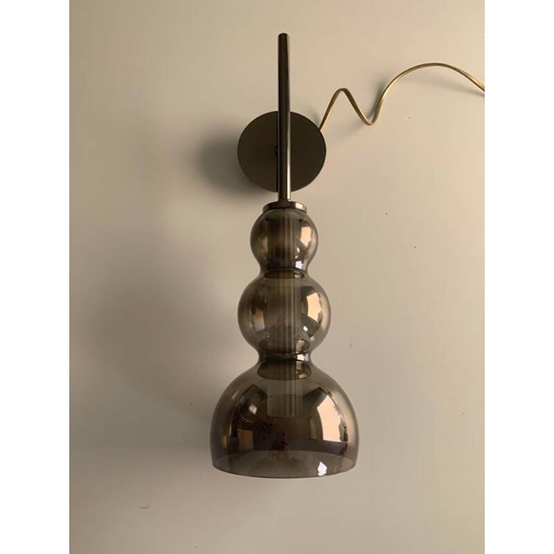 Set of Two Contemporary Smoked in Black Nickel Wall Sconces