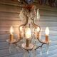 Rare antique brass and crystal cage chandelier with 5 lights from the 20th century - CONDITION OF THE MARKET GAU?