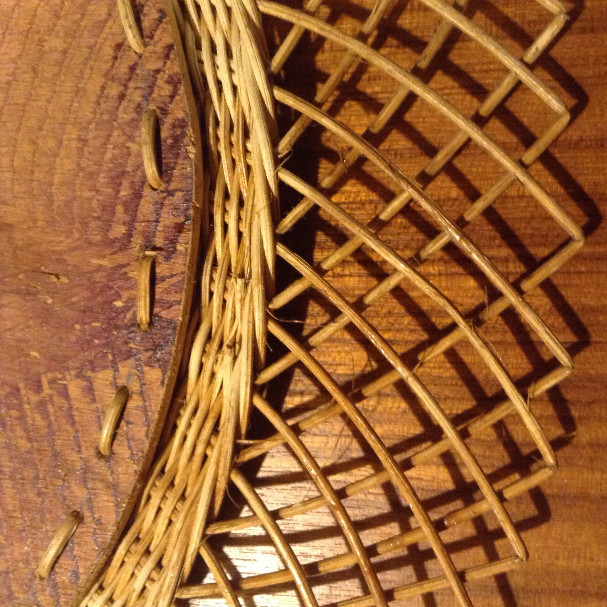 Large vintage 1960 rattan mirror 50cm