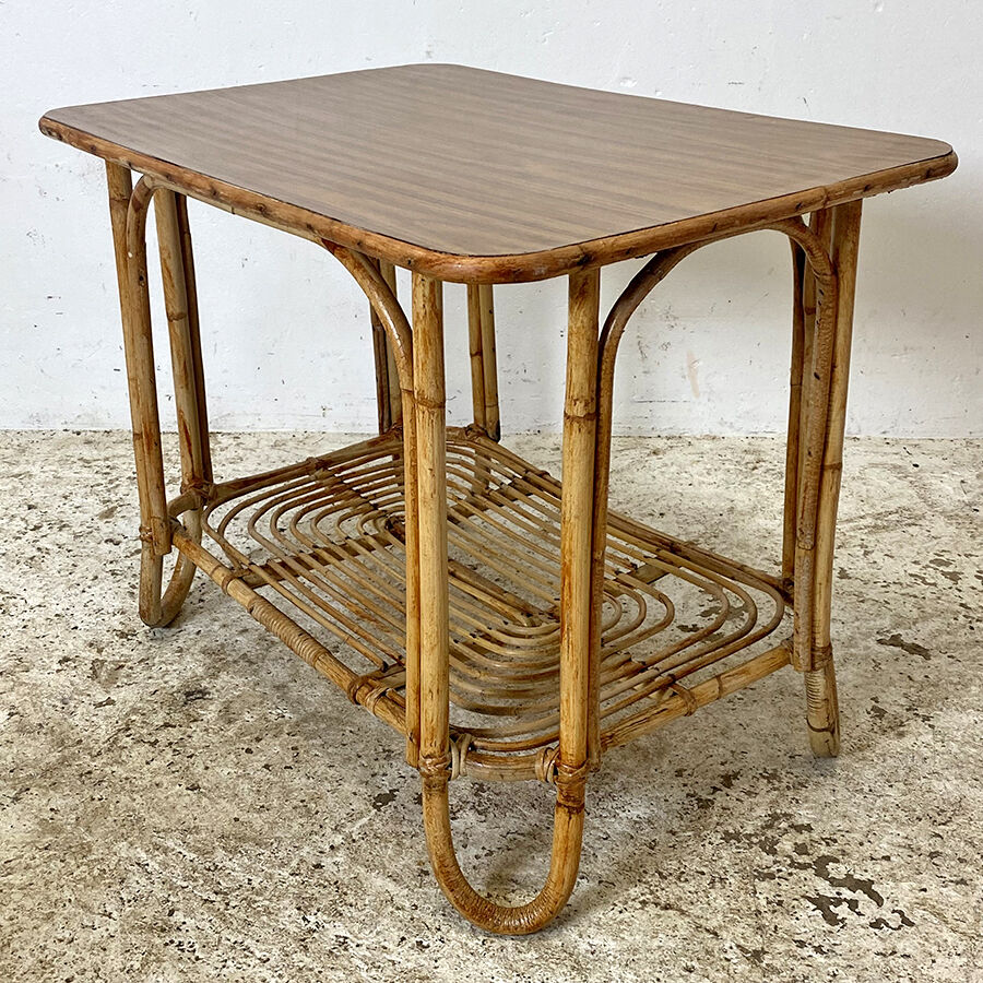 Vintage rattan coffee table 60's