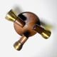 Model 837 Trio-Light Adjustable Ceiling Lamp In Wood And Brass By Temde Leuchten, Switzerland 1960S