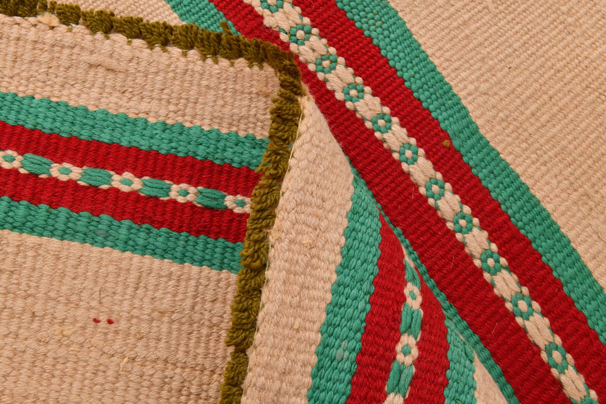 2x10 Striped Pattern Red Green Kilim Runner Rug, 79x323Cm