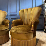 Pair of velvet Napoleon III style armchairs