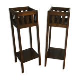 Pair of wooden standing planters