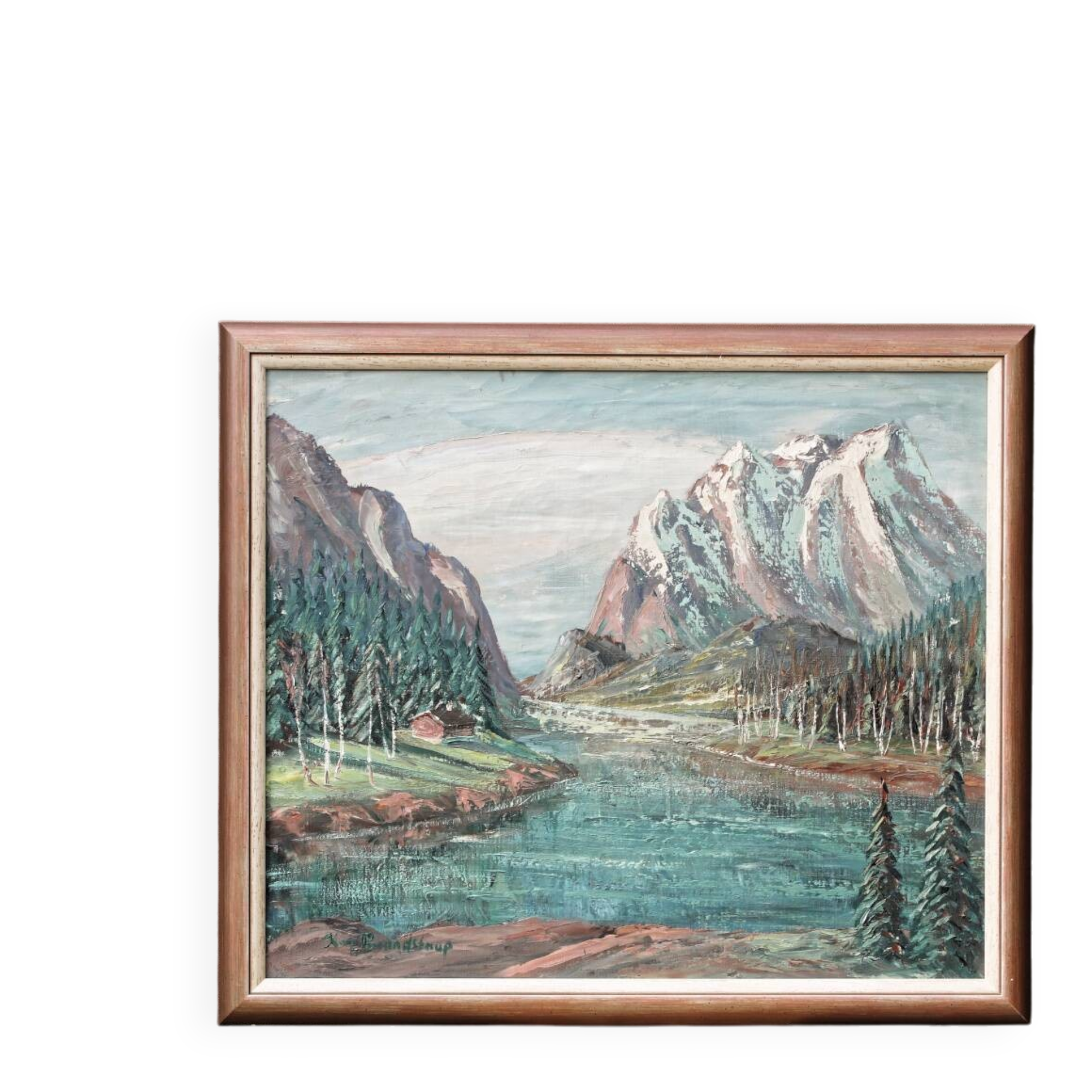 Oil on canvas, mountain landscape, signed Kaj Brandstrup.
