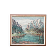 Huile sur toile, paysage de montagne, signé Kaj Brandstrup