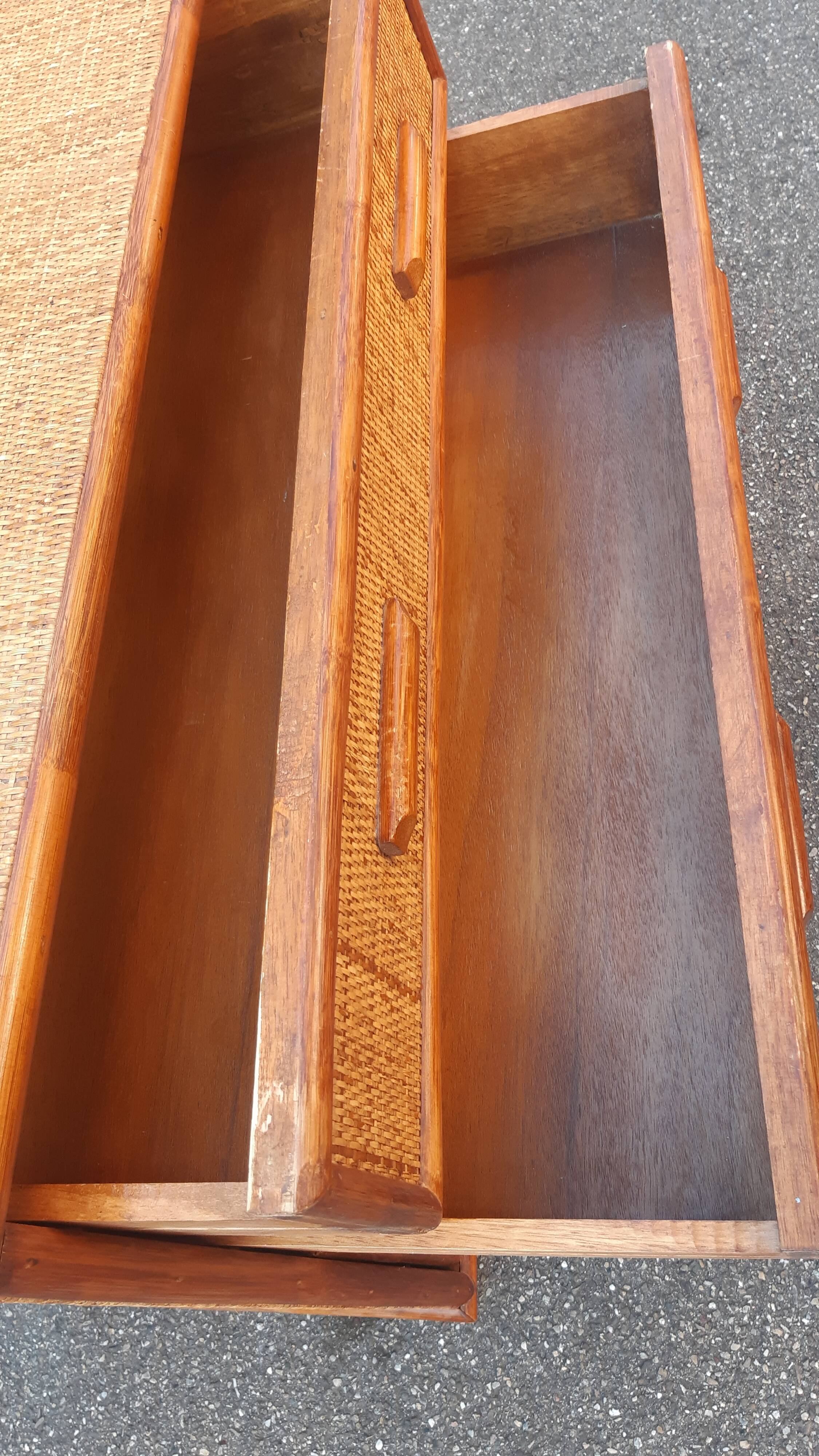 Commode osier et bambou