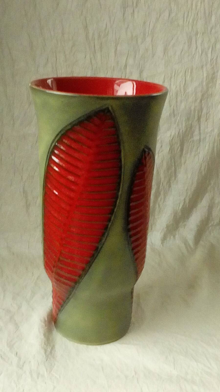 Fernand elchinger ceramic vase, fern model, 1950s