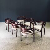 Mid-Century Modern Curved Dining Chairs, Italy, 1970s, Set of 6