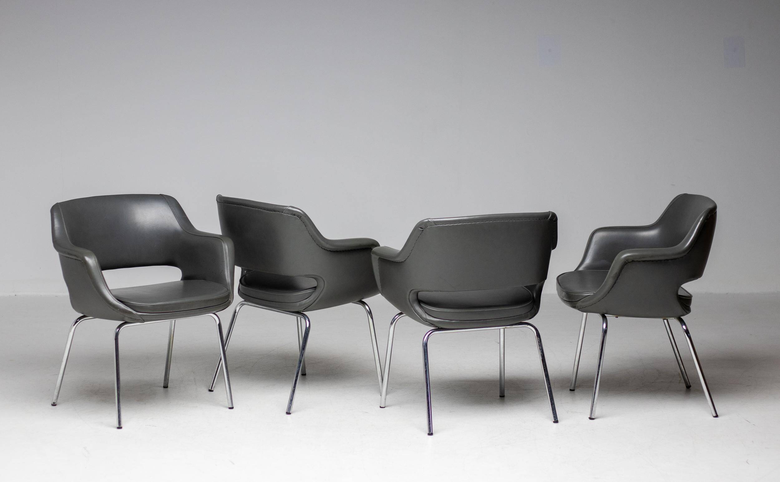 Kilta chairs by Olli Mannermaa in elephant grey, modern Scandinavian mid-century.