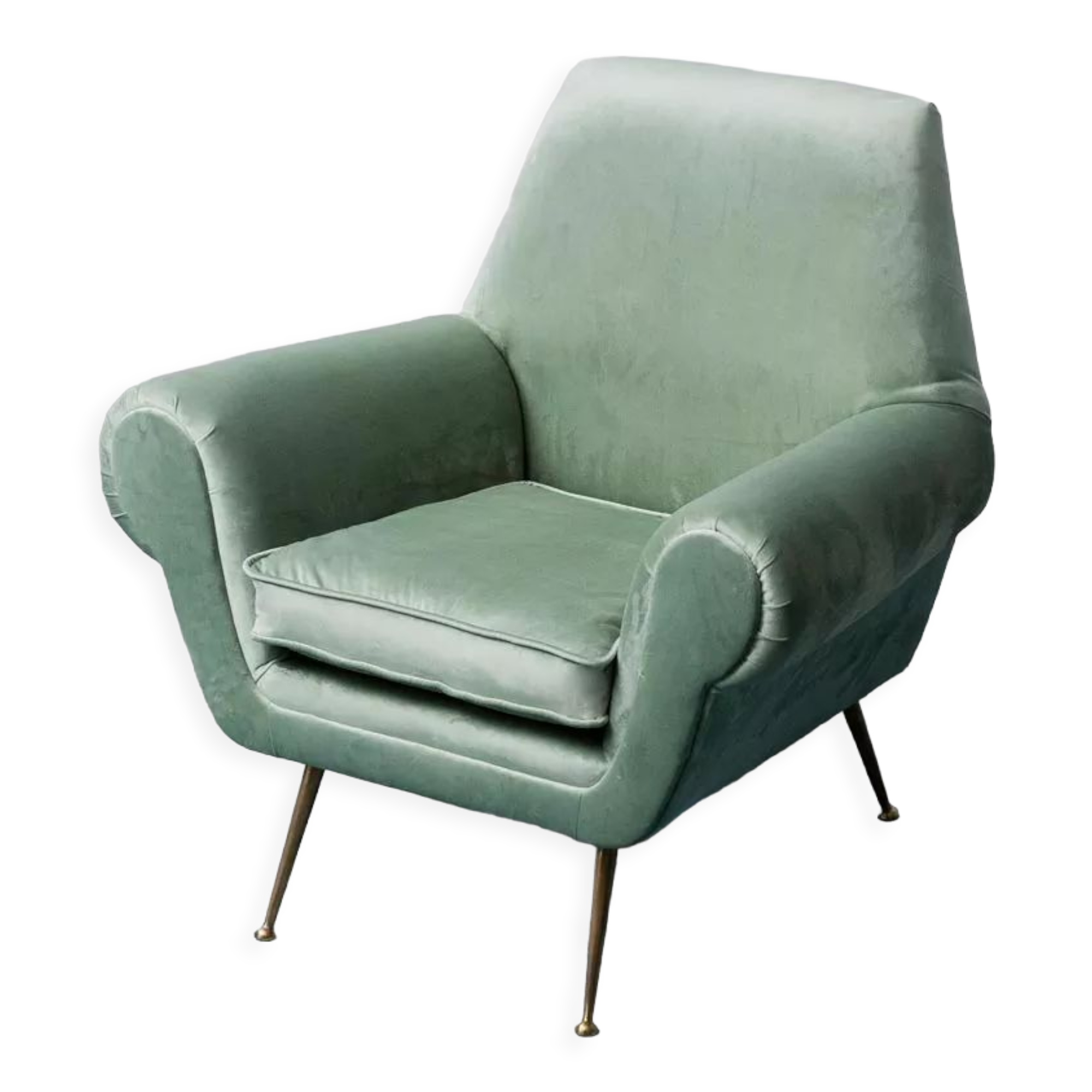 Gigi Radice minotti green velvet armchair from the 1950s vintage modern design