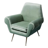 Gigi Radice minotti green velvet armchair from the 1950s vintage modern design