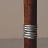 Art Deco floor lamp in oak, metal and glass, circa 1930