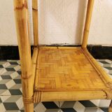 70's rattan and bamboo shelf