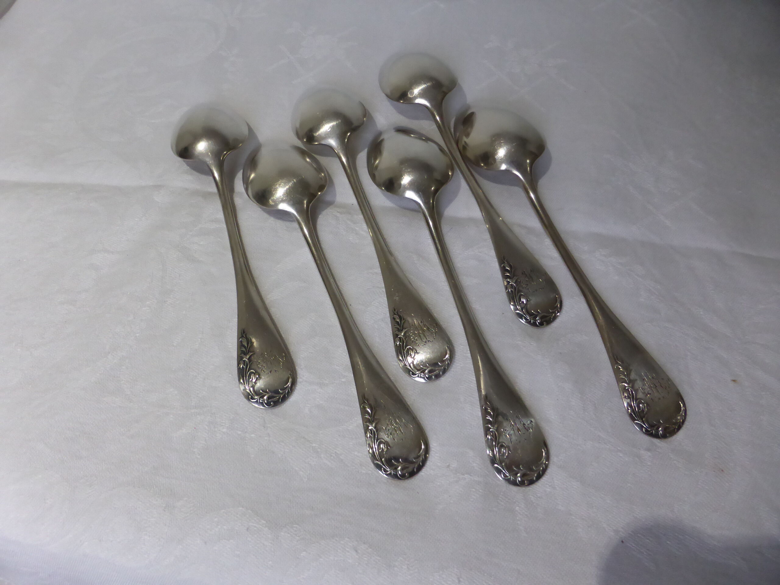 6 vintage silver plated soup spoons with hallmarks