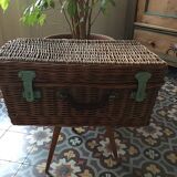 Wicker suitcase to store toys.